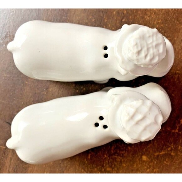 Hippo Salt & Pepper Shakers Ceramic  White with Gold Fleck Ears - Picture 6 of 12